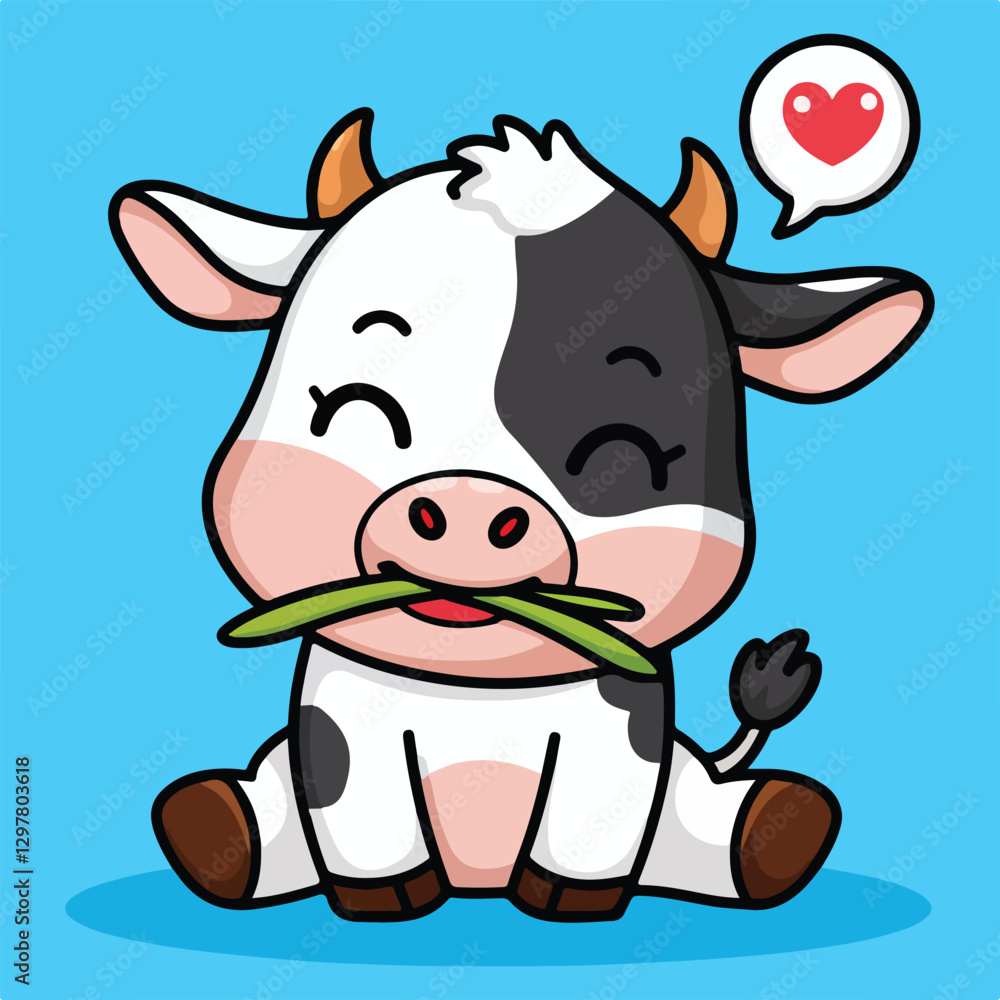 Naklejka premium Cute Baby Cow Vector