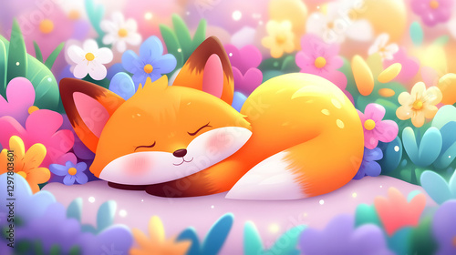Fox sleeping flower garden