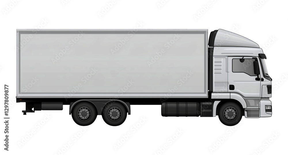 Truck Trailer Cargo Van Delivery Car Vector Blank isolated on a white background
