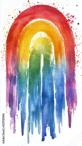 Colorful Rainbow Design With Vibrant Splashes and Textures on a White Background