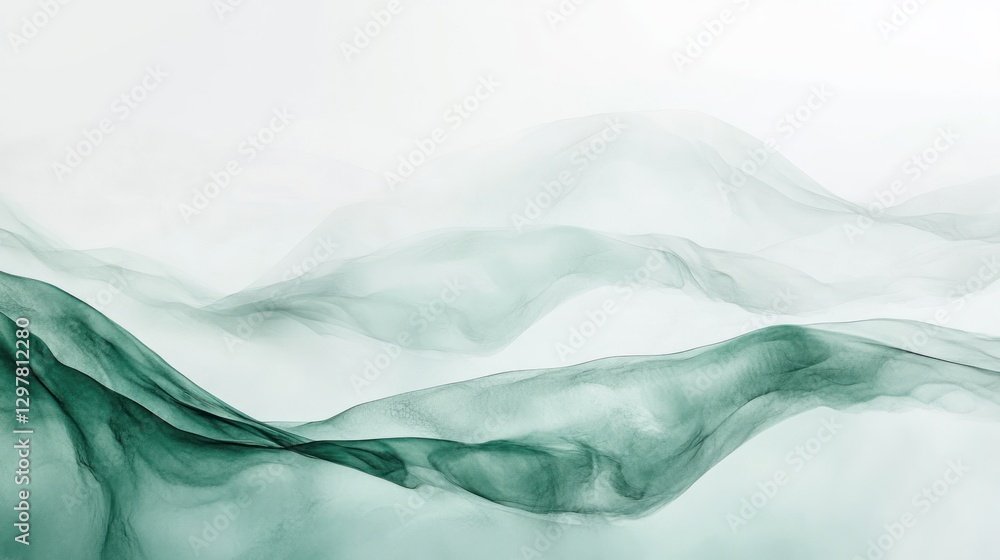 custom made wallpaper toronto digitalAbstract ethereal waves in shades of aquamarine and verdant hues