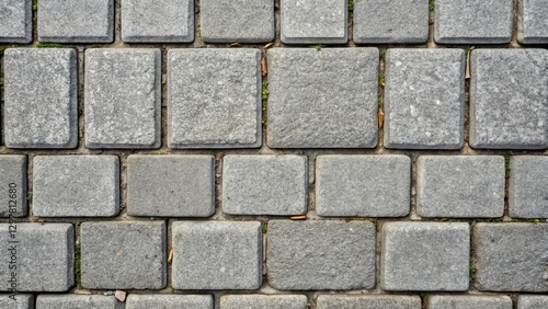 Wallpaper Mural Grey Stone Pavement Texture Interlocking Rectangular Blocks with Subtle Weathered Appearance and Sprouting Vegetation Torontodigital.ca