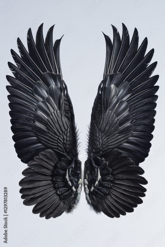 Naklejka premium Black Wings Isolated on White