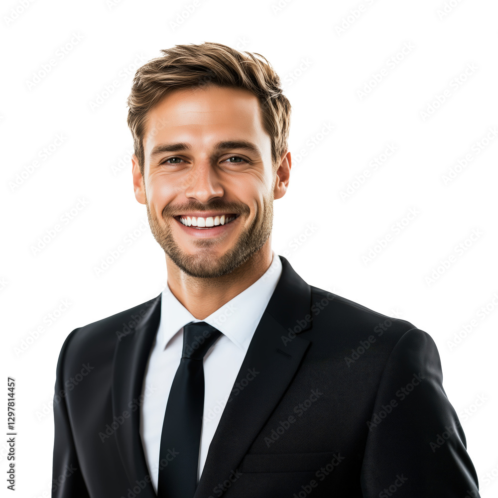 Portrait of a smiling young businessman in a suit isolated transparent background Portrait of a smiling young businessman in a suit isolated transparent background