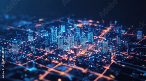 Wallpaper Mural Digital Cityscape at Night Torontodigital.ca