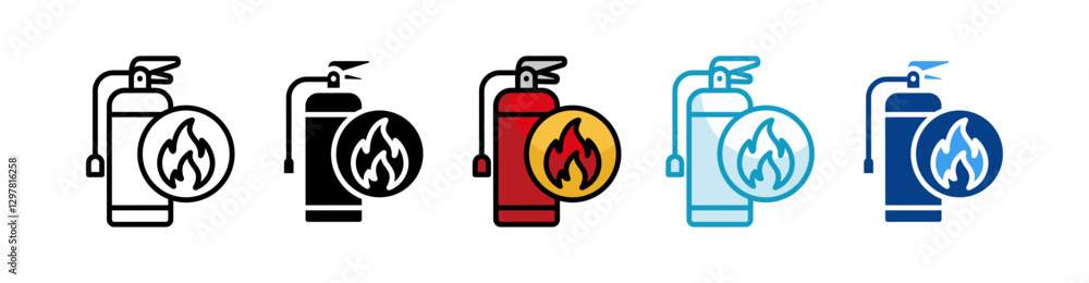 Fire Extinguisher Icon Set Multiple Style Collection Fire Extinguisher Icon Set Multiple Style Collection