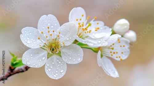 An exquisite close-up of apricot blossoms showcasing the intricate details of their white and blush pink petals