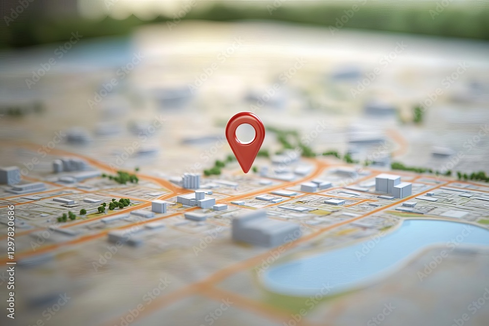 Man as a Location Marker Next to a Red Pin – Travel and GPS Concept