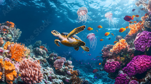 Wallpaper Mural Vibrant Underwater Paradise: A Lively Ecosystem Teeming with Sea Life and Coral Reefs Torontodigital.ca