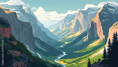 mountain landscape with lake