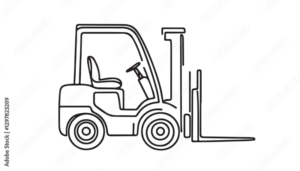 Continuous one single minimal line drawing forklift Continuous one single minimal line drawing forklift