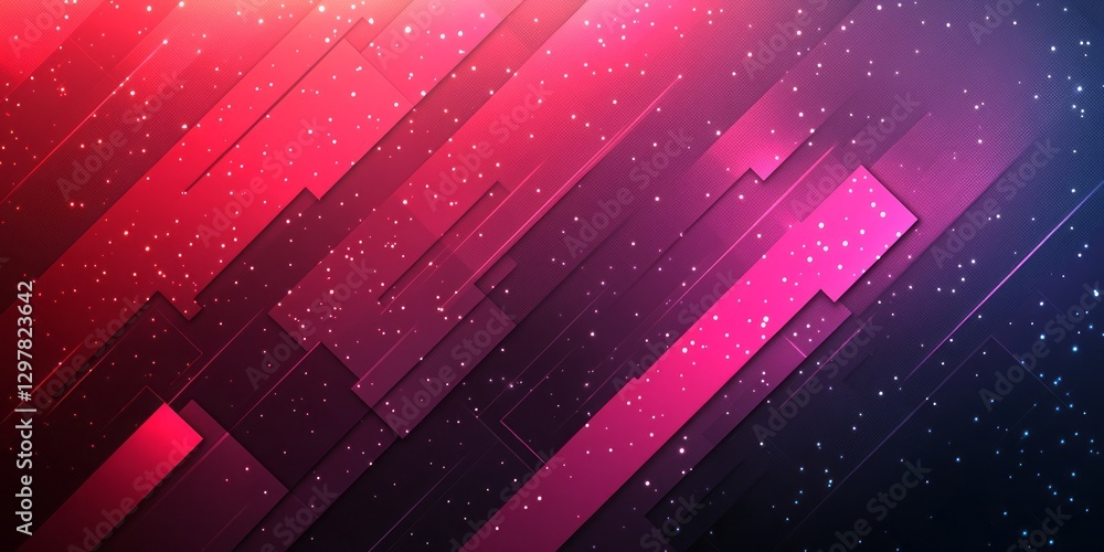 Abstract background features geometric shapes and glowing particles throughout Abstract background features geometric shapes and glowing particles throughout