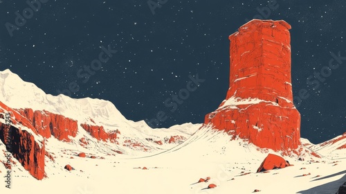 Wallpaper Mural Pixelated desert planet vista with monolith under starry skies a retro gaming inspired aesthetic for cosmic adventure conceptual design Torontodigital.ca