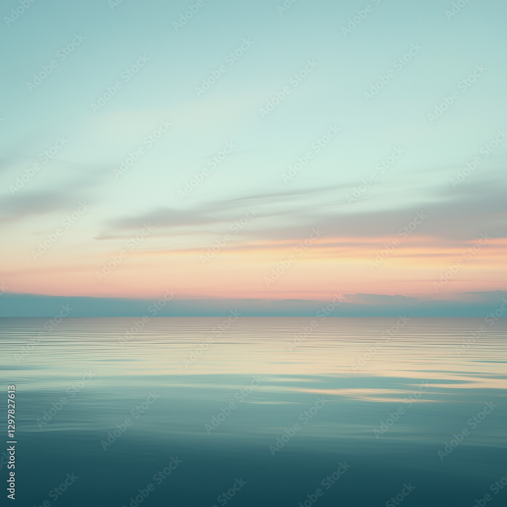 Seascape with calm water and pastel-colored sky Seascape with calm water and pastel-colored sky