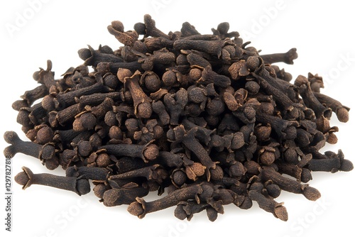 Cloves pile, spice, background white