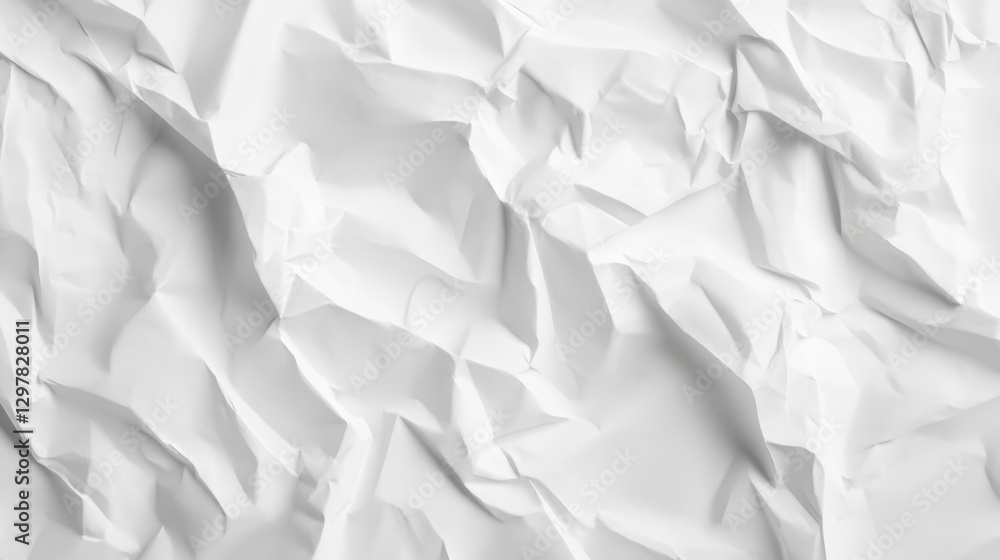 Fototapeta premium Creased white paper with folds and wrinkles as a textured background for posters.