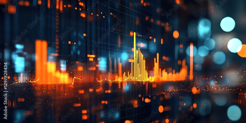 Abstract Digital Data Visualization with Orange and Blue Hues Abstract Digital Data Visualization with Orange and Blue Hues