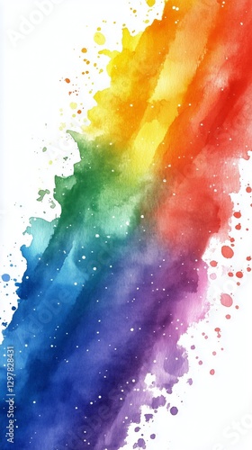 Colorful Rainbow Design With Vibrant Splashes and Textures on a White Background