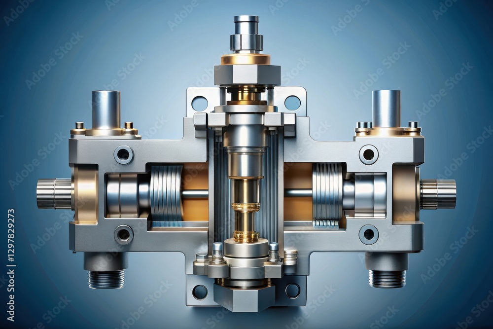 Precise Engineering A Detailed Cross-Section of a Complex Internal Mechanism with Multiple Interlocking Components