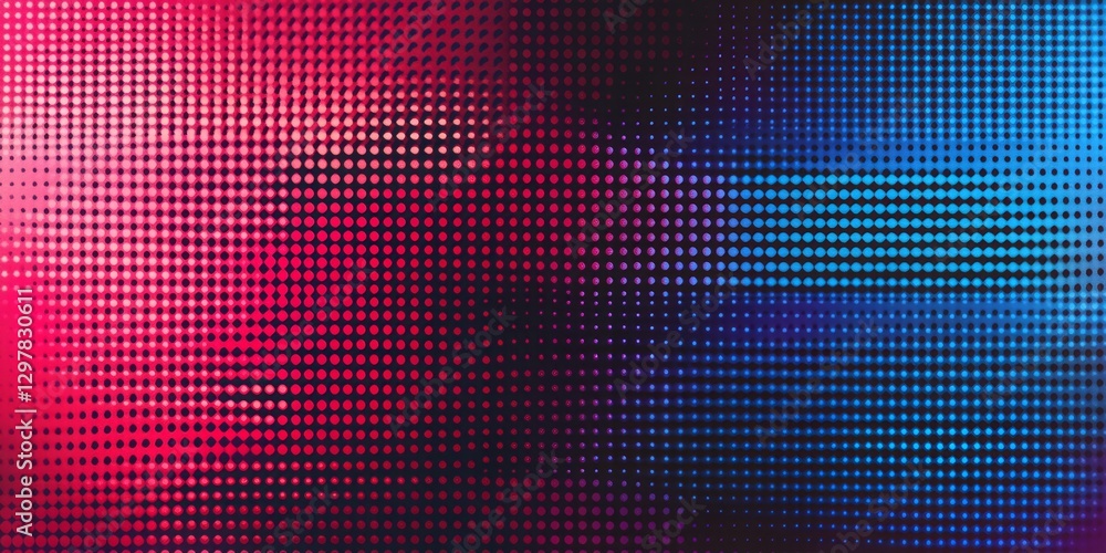 Colorful halftone pattern fades from pink to blue background Colorful halftone pattern fades from pink to blue background