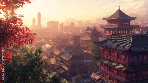 Wallpaper Mural Explore stunning traditional Chinese buildings in bustlingChinatown. Admire iconic landmarks such as pagodas, temples, and houses, capturing the vibrant spirit of China's architecture. Torontodigital.ca