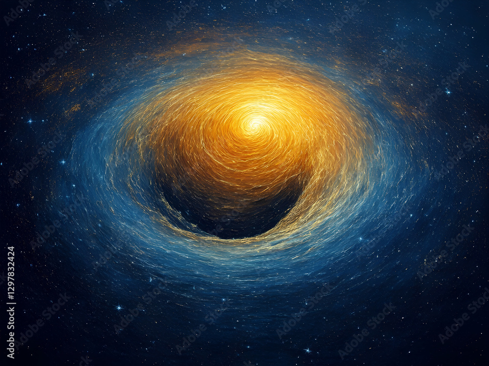 Fototapeta premium abstract space background with Golden vortex and galaxy, 300dpi, illustration