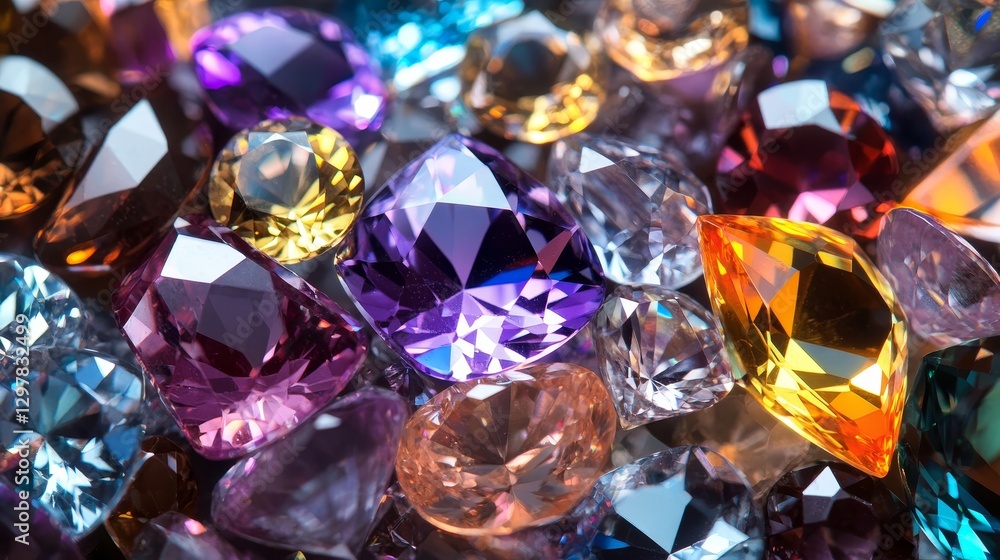 Enjoy this exciting collection of vibrant diamonds and shiny crystals with diverse shapes, colors and sizes. These gemstones emanate captivating brilliance, reflecting light in myriad hues. Enjoy this exciting collection of vibrant diamonds and shiny crystals with diverse shapes, colors and sizes. These gemstones emanate captivating brilliance, reflecting light in myriad hues.