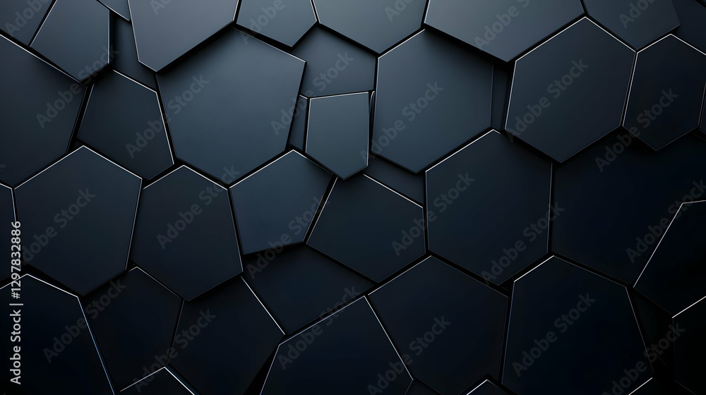 Abstract Dark Hexagonal Stone Wall Texture with Metallic Highlights Abstract Dark Hexagonal Stone Wall Texture with Metallic Highlights