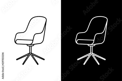 Elegant Swivel Chair Icon. Timeless Black & White Line Art