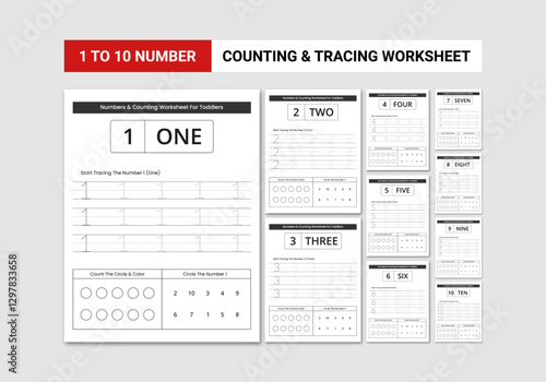 1 To 10 Number Tracing & Counting Worksheet For Kids