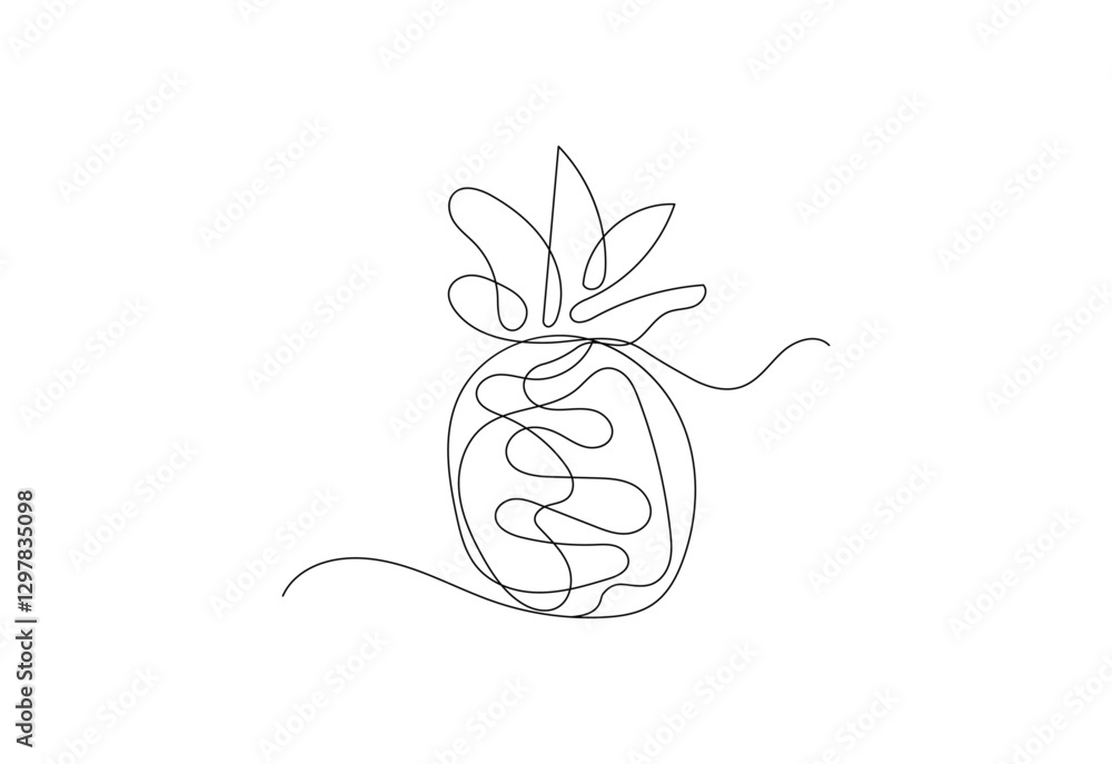 Continuous Pineapple One line art design, Vector design template Continuous Pineapple One line art design, Vector design template