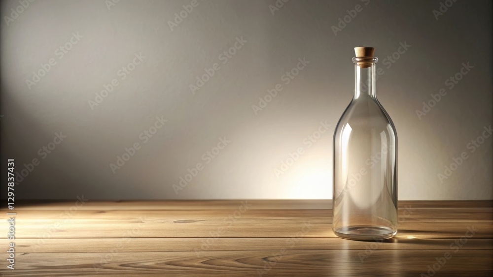 custom made wallpaper toronto digitalEmpty glass bottle with cork on wooden surface against a neutral background