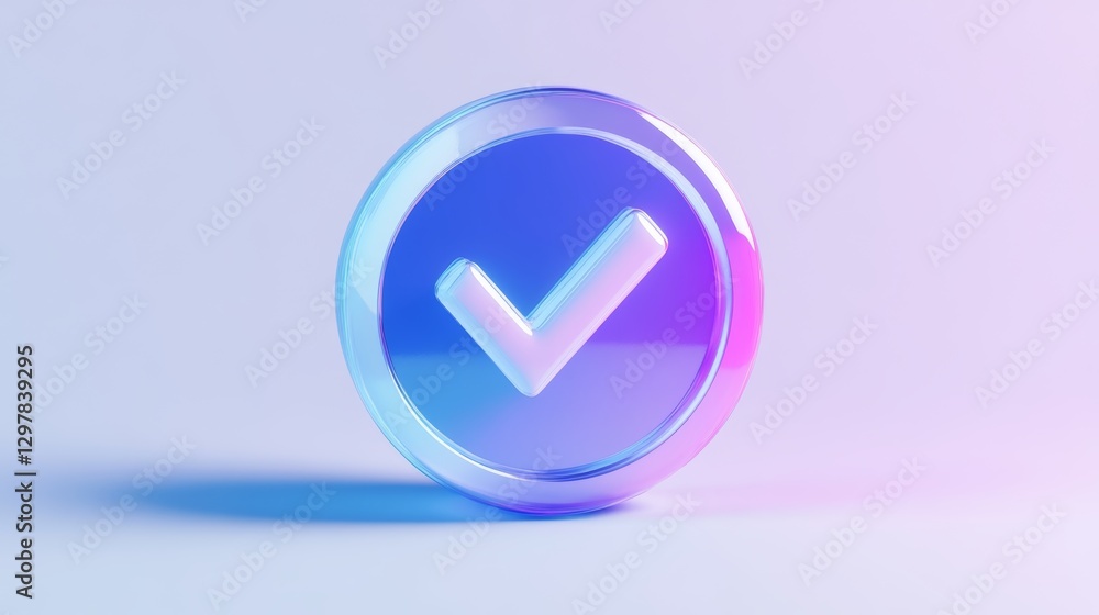 Person icon with checkmark in a glass-like style. 3D avatar with a tick mark. Eco-friendly symbol for nature presentations, antivirus screens, protection banners, and checklist apps. Person icon with checkmark in a glass-like style. 3D avatar with a tick mark. Eco-friendly symbol for nature presentations, antivirus screens, protection banners, and checklist apps.