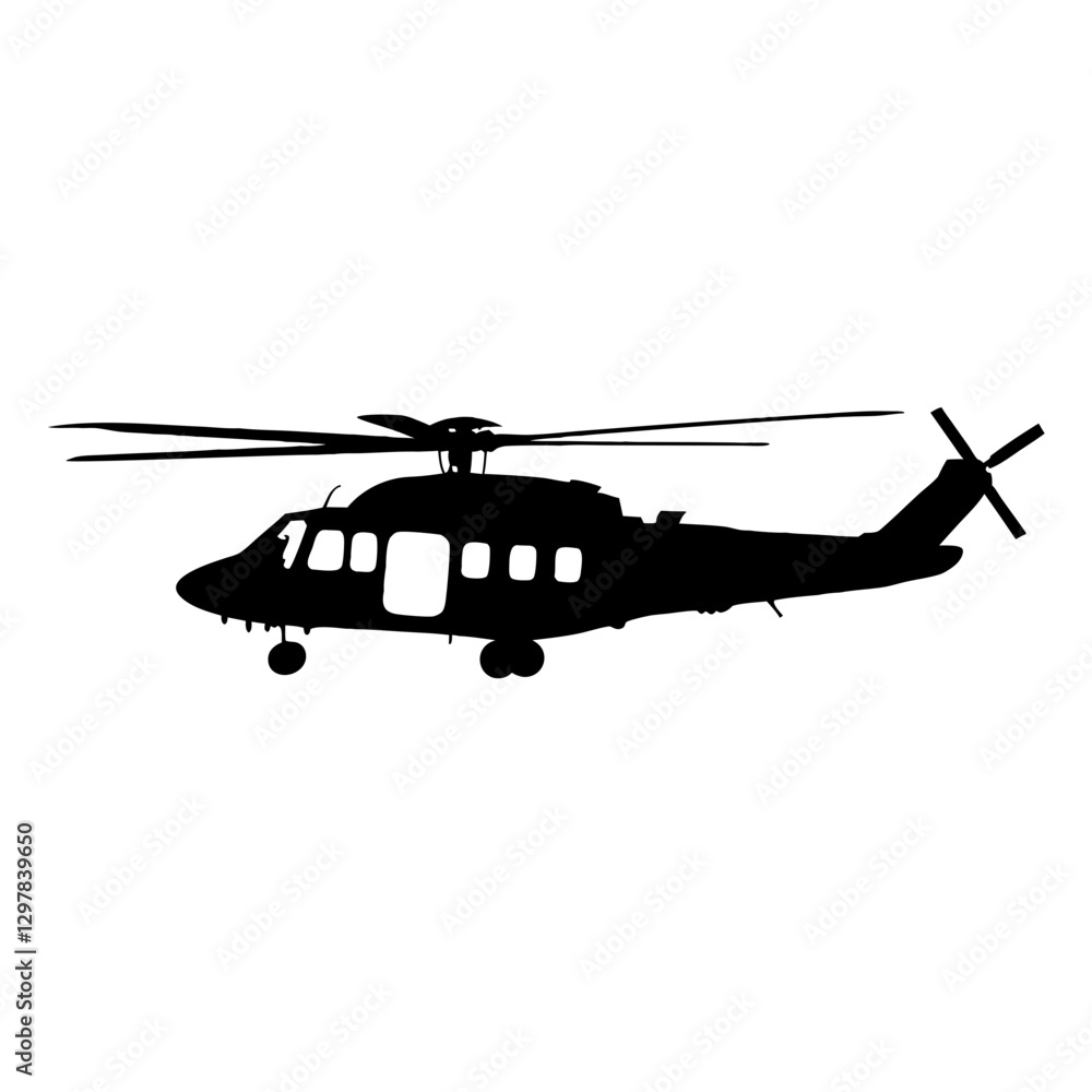 Fototapeta premium helicopter silhouette black color vector 