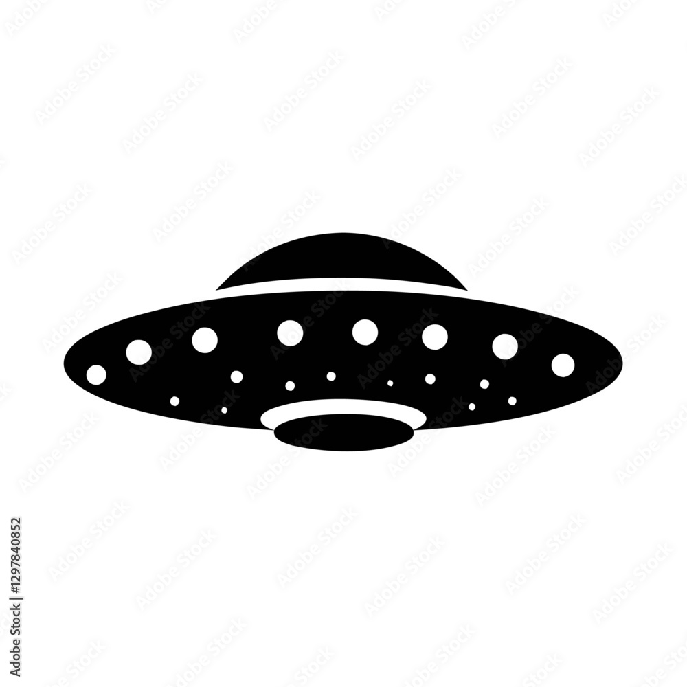 UFO silhouette black color white background UFO silhouette black color white background