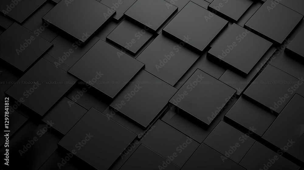 Naklejka premium Dark Abstract Geometric Cube Pattern With Shadow And 3D Perspective Background