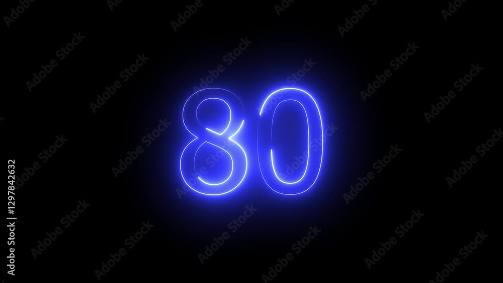 Glowing neon animated number 80. one -color looping trendy glowing neon numeric number 80.Neon number 80 with alpha channel. Glowing neon animated number 80. one -color looping trendy glowing neon numeric number 80.Neon number 80 with alpha channel.