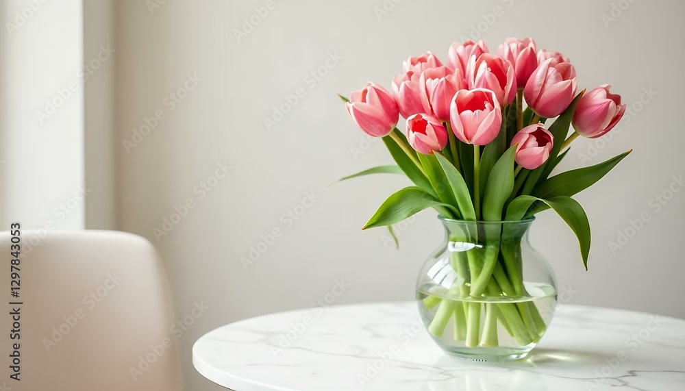 Pink-Tulips-Vase-Marble-Table-Flowers-Home-Decor