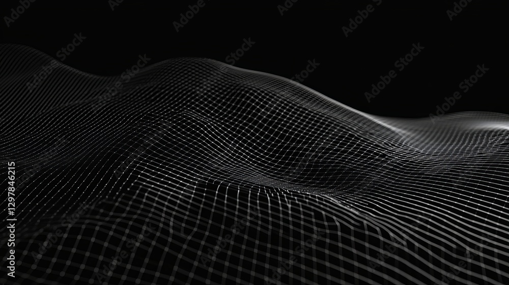 Abstract Dark Grid Waveform Digital Background Modern Technology Network Design Elegant White Lines Futuristic Grid Pattern Smooth Surface Graphic Abstract Dark Grid Waveform Digital Background Modern Technology Network Design Elegant White Lines Futuristic Grid Pattern Smooth Surface Graphic