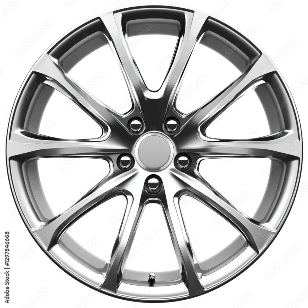 Obraz premium Cqure car rim, silver color, transparent background 