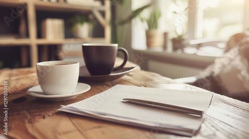 Close-up of a resignation letter on a wooden desk with a coffee cup and pen, symbolizing career change, job transition, and professional decisions in the workplace.