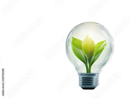 Illuminating innovation, plant growing inside a light bulb symbolizing green energy and sustainable growth