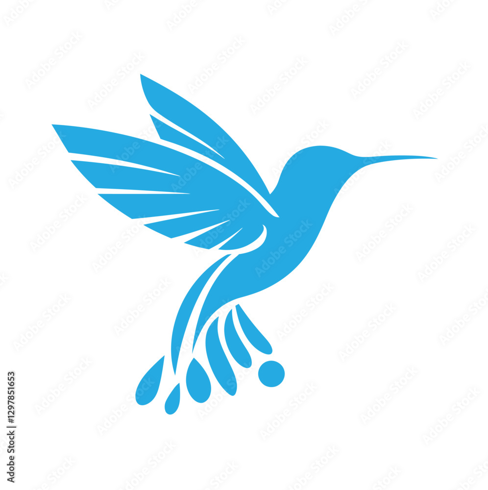 Obraz premium Elegant Hummingbird Silhouette Vector Illustration with Ornamental Feather Details