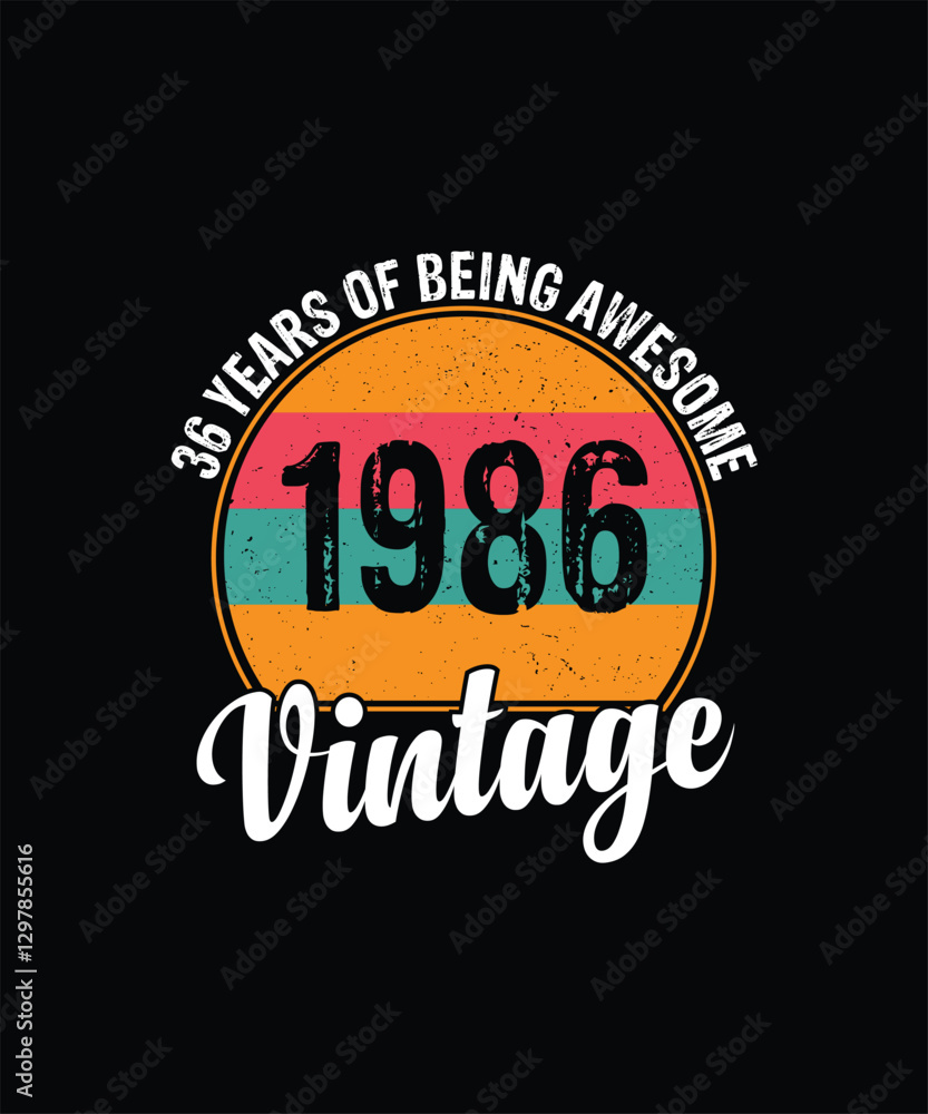 Fototapeta premium 36 years of being awesome vintage 1986 Vintage Tshirt design