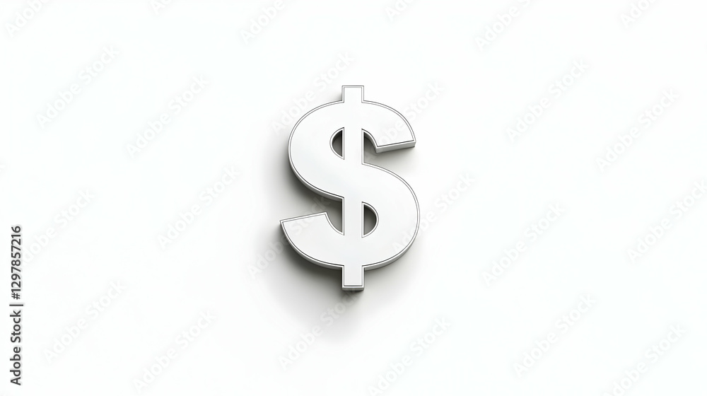 White Dollar Symbol Isolated on White Background Representing Finances and Business Concepts White Dollar Symbol Isolated on White Background Representing Finances and Business Concepts