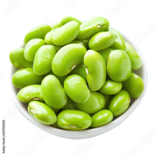 Wallpaper Mural Fresh green edamame, vibrant soybean pods in a clear bowl, healthy snack option, perfect for salads or appetizers. Isolated on white background or PNG Torontodigital.ca