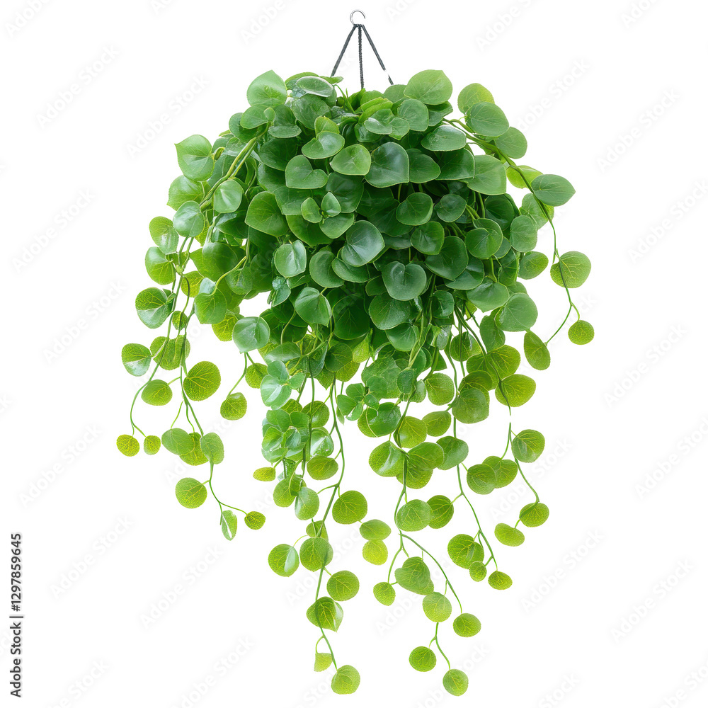 Lush hanging plant decor, vibrant green cascading leaves, perfect for indoor gardens or enhancing living spaces, brightens ambiance. Isolated on white background or PNG Lush hanging plant decor, vibrant green cascading leaves, perfect for indoor gardens or enhancing living spaces, brightens ambiance. Isolated on white background or PNG