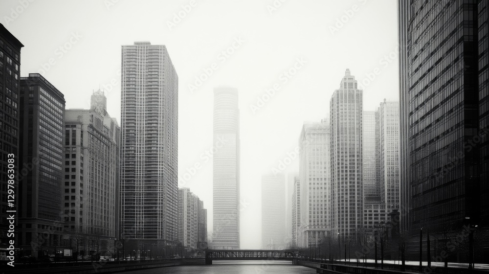 Fototapeta premium Chicago Skyline Misty Morning