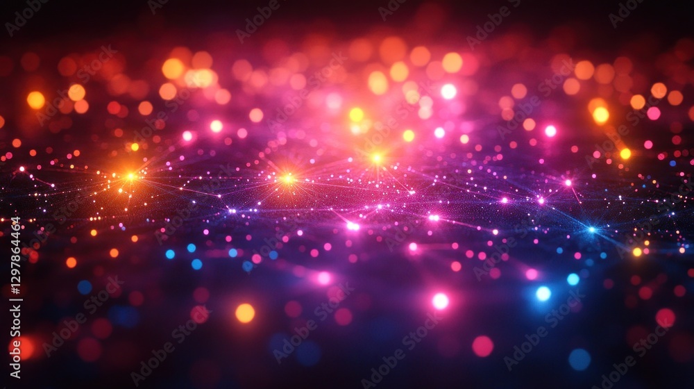 Abstract Network of Glowing Lights: A Symphony of Color and Connectivity Abstract Network of Glowing Lights: A Symphony of Color and Connectivity