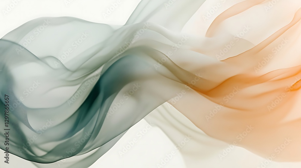 Obraz premium Abstract flowing layers in soft teal and peach tones create elegance